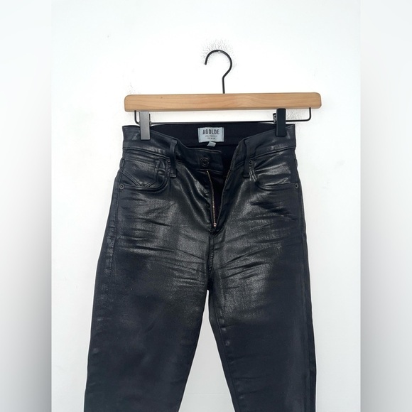 AGOLDE Sophie High Rise Skinny Black Leatherette Jeans in Size 24 - Picture 5 of 14